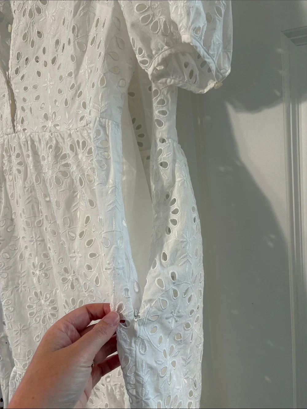 J. Crew White Eyelet Tiered Cotton Dress - Size 14
